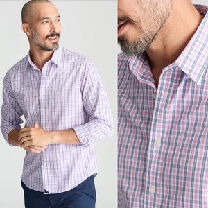 UNTUCKit Men's Pink and Blue Plaid Casual Button Down Shirt